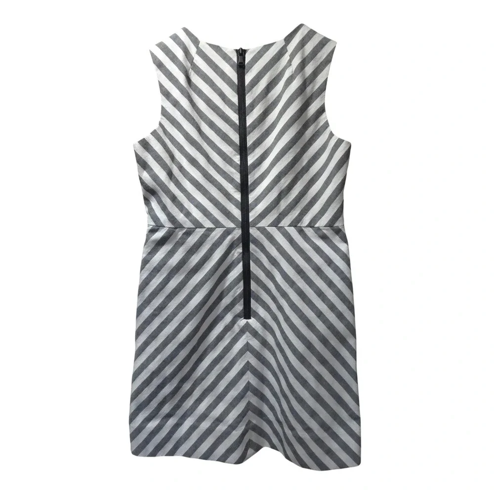 Milly Minis Girls Size 8 Grey White Chevron Stripe Sleeveless Shift Dress